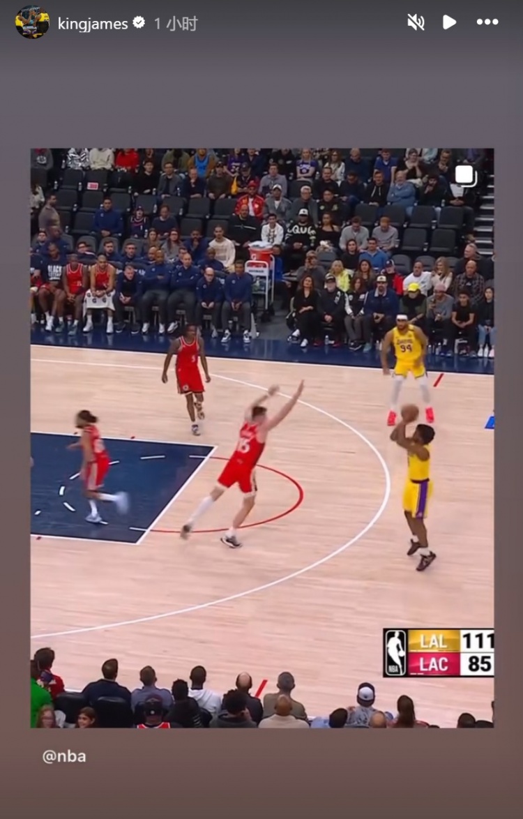  為你驕傲！布朗尼投進(jìn)NBA生涯首記三分球！詹姆斯賽后轉發(fā)