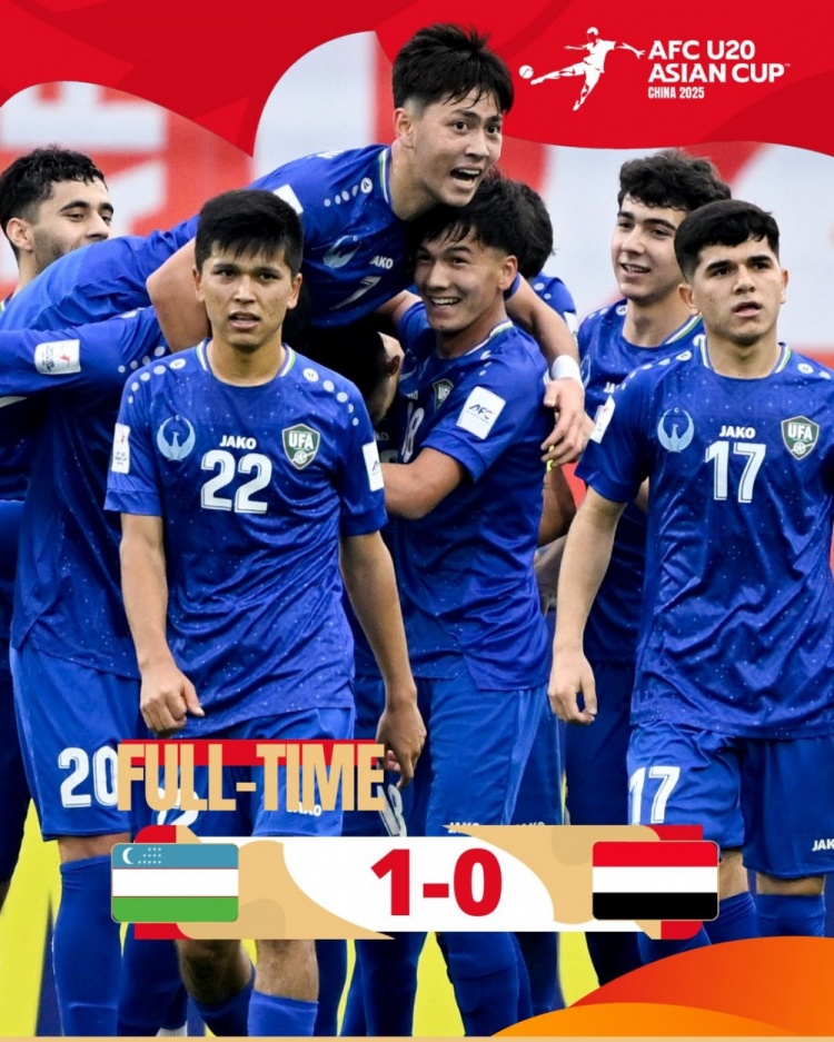  U20亞洲杯-烏茲別克斯坦1-0擊敗也門(mén)，奧林博耶夫頭球制勝