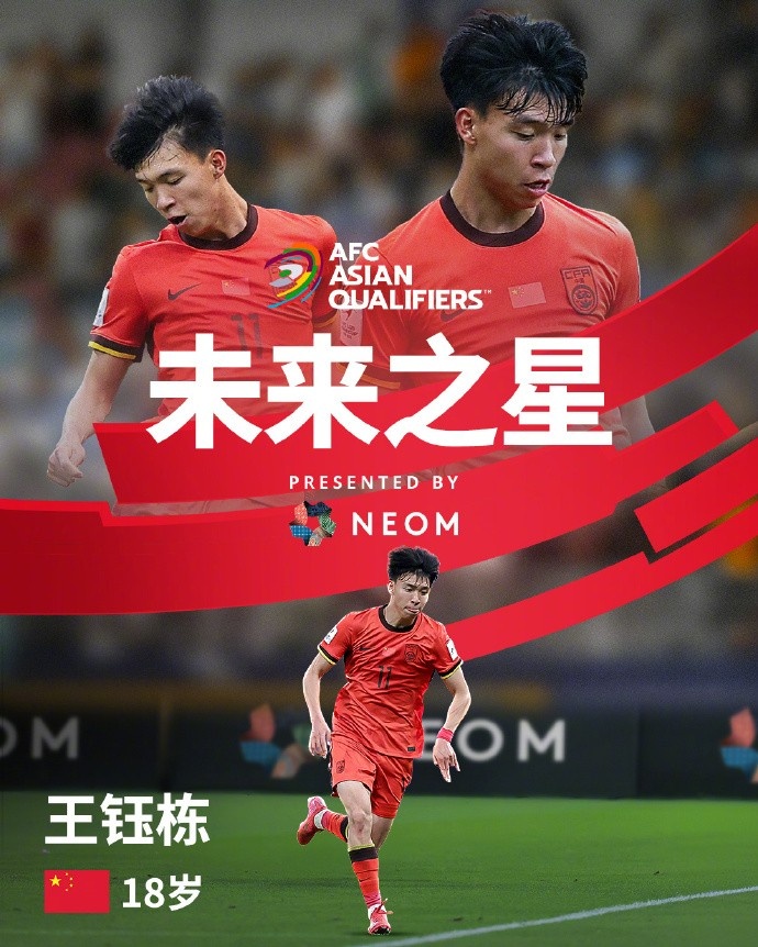 亞洲杯官方社媒發(fā)布王鈺棟個(gè)人海報:青年軍的旗幟,飄揚在前哨